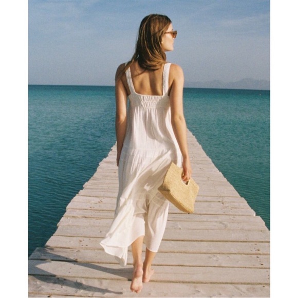 NEW J. Crew Airy Tiered Maxi Dress Cream Sleeveless Smocked Large - Picture 8 of 8